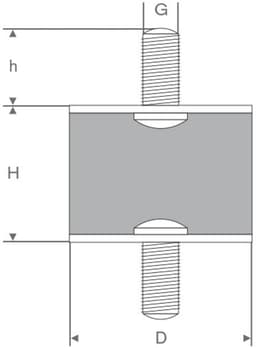 Rubbermagazijn - Trillingsdemper Type A 30x25mm - M8 - Set 10 stuks — thumbnail 2