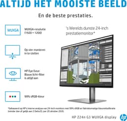 HP Z24n G3 - WUXGA IPS 60Hz Monitor - 24 Inch - Zilver/Zwart — thumbnail 4