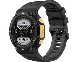 Siliconen Smartwatch bandje - Geschikt voor Amazfit T-Rex 2 siliconen bandje - zwart - Strap-it Horlogeband / Polsband / Armband