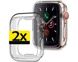 Hoesje - 2 Stuks - Geschikt voor Apple Watch Series 7 (45 mm) - Sterk & Shockproof - Smartwatch Full Bumper Hoes - Siliconen Case Cover - Transparant