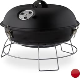 kogelbarbecue draagbaar - met deksel - voor houtskool - Ø36 cm - zwart — thumbnail 2