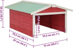 vidaXL - Overkapping - voor - grasmaaier - 72x87x50 - cm - vurenhout - rood - en - wit — thumbnail 4