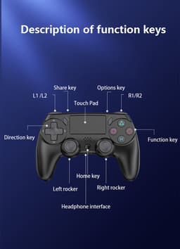 Ntech PS4 Controller Geschikt voor PS4 en PS3 - ps4 game controller Draadloos P47 - Blauw - Audio Jack Input - Touch Sensor - Dual Trilmotoren Draadloze Controller — thumbnail 4