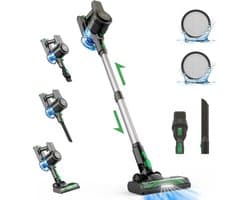 Accustofzuiger - draadloos - 30 KPa - draadloze stofzuiger - tot 45 minuten looptijd - accustofzuiger met ledlicht - lichte accustofzuiger - dierenharen - harde vloeren - tapijt
