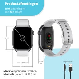 Nexvex® Luxe 2X Smartwatch voor Dames en Heren - Sporthorloge met Belfunctie - Bloeddrukmeter - Stappenteller - Sport Horloge met Hartslagmeter - Smart Watch Saturatiemeter - Bluetooth Activity Tracker - Android/iOS - 2.0 Inch - Wit Horlogebandje — thumbnail 3