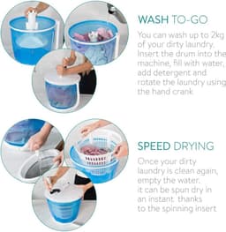 2-in-1 mini wasmachine en centrifuge - Draagbare niet-elektrische wasmachine/droger voor kamperen - Campingwasmachine tot 1 kilo - Handmatige wasmachine - Mini wasmachine — thumbnail 3