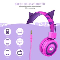 StayPowered Kinderhoofdtelefoon - Perfect voor Jonge Avonturiers - Schattig Design - Stereo Geluid - Ingebouwde Microfoon - Instelbaar en Opvouwbaar - Universele Compatibiliteit - Zacht Gevoerd - Paars - Levering Sneller dan Aangegeven! — thumbnail 2