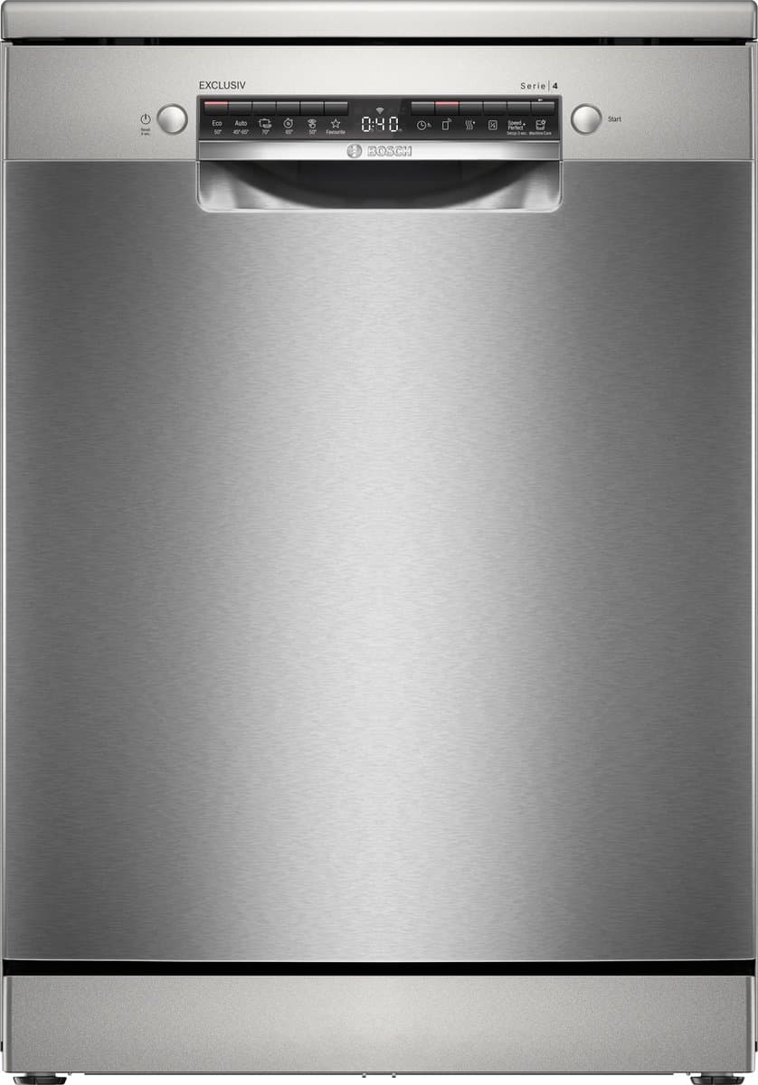 Bosch Serie 4 SMS4ELI08E, Vrijstaand, Volledige grootte (60 cm), Roestvrijstaal, Zwart, Knoppen, 1,75 m — afbeelding 1
