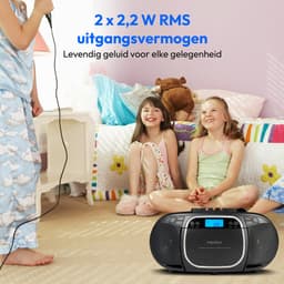 MEDION E66476 Stereo Sound Systeem (Boombox, CD-speler, MP3, cassette, draagbare cassettespeler voor kinderen, FM-radio, AUX, hoofdtelefoon, netstroom & batterij), zwart — thumbnail 5
