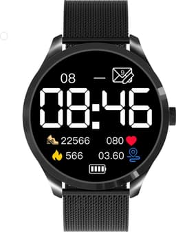 Belesy® Q9 Pro - Smartwatch Dames – Smartwatch Heren - Horloge - 1.28 inch - Kleurenscherm - Stappenteller - Bloeddruk - Hartslag - 75+ Wijzerplaten – Sporten – Milanees – Staal – Zwart - Kerstcadeau — thumbnail 4