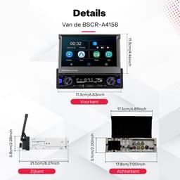 Boscer 1 Din Autoradio met Klapscherm - Draadloos Apple CarPlay & Android Auto - 7 Inch Scherm - Bluetooth & FM/AM Radio (RDS) - Incl. Afstandsbediening, Achteruitrijcamera & Microfoon — thumbnail 4