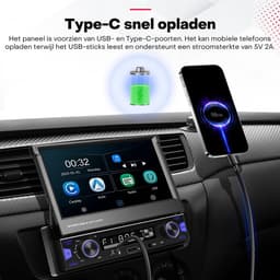 Boscer 1 Din Autoradio met Klapscherm - Draadloos Apple CarPlay & Android Auto - 7 Inch Scherm - Bluetooth & FM/AM Radio (RDS) - Incl. Afstandsbediening, Achteruitrijcamera & Microfoon — thumbnail 5