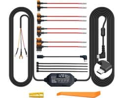 SnelShoppen - Dashcam Hardwire Kit 12V-24V USB Type-C met Voltage Scherm en 4 Instelbare Spanningsniveaus voor Auto Dashcam en GPS