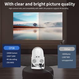SnelShoppen - Mini Beamer Projector met Wifi en Bluetooth, 4K Full HD, Draagbare Filmbeamer voor Outdoor, Camping, Home Theater, Verstelbare Standaard — thumbnail 5