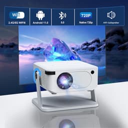 Mini Beamer 720P - Projector - Draadloze Projector - Android Beamer – WiFi 6 – Bluetooth 5.0 – Compact Formaat – Lage Geluidsproductie – Thuisbioscoop - 1 stuk - Wit — thumbnail 4