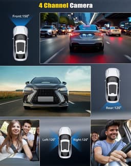 SnelShoppen - 360° Dashcam Auto Achter 4 Kanalen Boordcamera met APP-bediening, Nachtzicht, Videolus, G-Sensor en Parkeerhulp — thumbnail 2