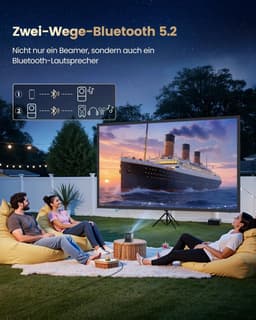SnelShoppen - Mini-beamer 4K met Dolby Audio, Smart Projector, Compact, WiFi6, 2-weg Bluetooth, Full HD 1080P, Elektrische Focus, Auto, Verticale Trap — thumbnail 4