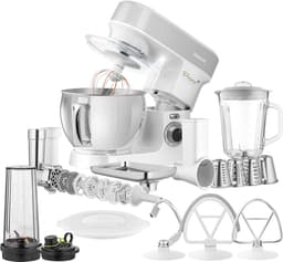 SnelShoppen - Multifunctionele Keukenmachine 1200W met 5L RVS Kom, LED Verlichting, Kneed- en Mengfunctie, Vleesmolens, Koekjesmaker, Magneetsluiting — thumbnail 1