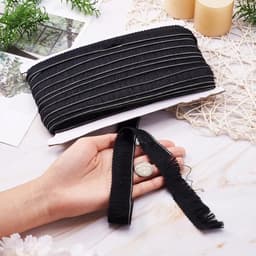 25m franje trimmen 25mm - Polyester kwastje lint zwart voor DIY latin jurk - Naaien accessoires — thumbnail 4