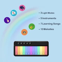 Mini piano speelgoed - Lichtgevend mini keyboard voor kinderen, zakpiano, muzikaal leerspeelgoed voor peuters en kleuters, geschikt voor baby's, meisjes en jongens van 1 tot 5 jaar, ideaal als verjaardagscadeau - Zwart — thumbnail 3