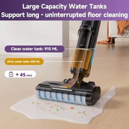 Draadloze Nat & Droog Stofzuiger – 3-In-1 Schoonmaakmachine – Stofzuiger Mop Reiniger – Zelfreinigend Systeem – 45 Min Batterijduur – Rand- En Hoekreiniging — thumbnail 5