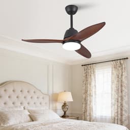 HAUSS SPOLE Ventilator - 42 Inch - Met Verlichting En Omkeerbare Luchtstroom - Massief Hout - Zwart En Donker Walnoot - Woonkamer — thumbnail 1