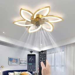 Plafondventilator met dimbare verlichting en afstandsbediening – Creatieve bloemvormige lamp 70W — thumbnail 1
