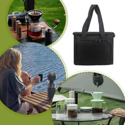 Reistas Koffiezetapparaat - Draagtas Koffiezetter - Mobiele Koffie Oplossing - Interne Vakken - 40 x 30 x 6 cm - Zwart — thumbnail 3