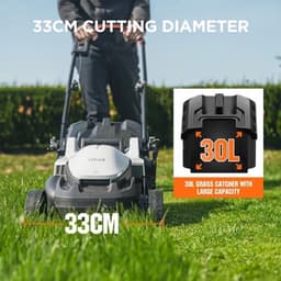 Draadloze Grasmaaier – Accu Grasmaaier – Elektrische Grasmaaier – Batterij Grasmaaier – Tuinmaaier – Borstelloze Motor – 33 cm Maaibreedte – 2x 2,0 Ah Accu — thumbnail 1