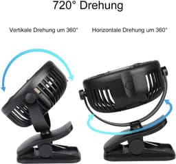 USB-ventilator, draagbare mini-ventilator met clip en 3 snelheden — thumbnail 5