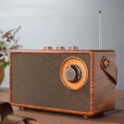 Draagbare radio - Retro radio - Draadloze Bluetooth-luidspreker - 360° stereo - Bluetooth 5.4 - 6,5*16*9 cm - Radio op batterijen - USB-aansluiting - Radio-afstemknop - Bruin - WALALLA AS23 — thumbnail 4