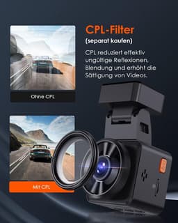 Dashcam voor auto - Zwart - 1,54 inch - Mini 1080P WiFi GPS Autocamera met Nachtzicht en Spraakbesturing — thumbnail 5