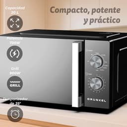 Magnetron met grill - Combimagnetron Oven - Eten Verwarmen - Spiegelfront Design - 20 liter - Zwart — thumbnail 4