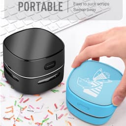 Mini Tafelstofzuiger Zwart op AA-batterijen, tot 400 minuten gebruiksduur, 360° draaibaar voor bureauvuil en gumkruimels, geschikt voor thuis, school en kantoor, leuk cadeau voor kinderen — thumbnail 3