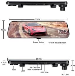 Dashcam voor Auto - 10 Inch Touchscreen Spiegelcamera - 1080P AHD Dashcam met Nachtzicht - G-Sensor - Parkeermodus - Groothoek 170° - Zwart — thumbnail 1