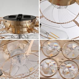 COVREO Plafondventilator met verlichting 50 cm goud glas en metaal - app en afstandsbediening - 6 snelheden — thumbnail 4