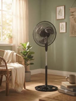 Krachtige Ventilator - Staandeventilator - 60 Wat - 25 CM - Zwart - Tafelventilator — thumbnail 3