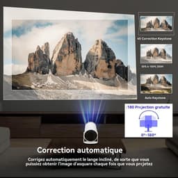 SnelShoppen - Draagbare Projector Wifi Bluetooth Projector 4K Compatibel met 1080P Native 180° Rotatie Keystone voor Buiten en Thuisbioscoop — thumbnail 2
