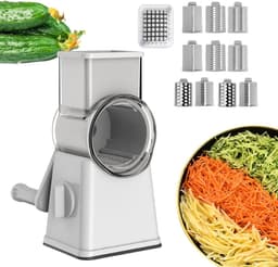Keukenmachine Rasp - Groente Snijder - Maaltijden Bereiden - Scherpe Roestvrijstalen Snijder - 29 x 15 x 14 cm - Wit — thumbnail 1