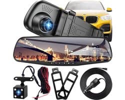 Autospiegel Camera - Dashcam Set - Veilige Rit - Full HD Opname - 4.3 Inch Display - Zwart