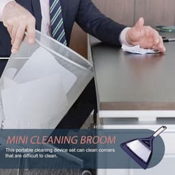 Bezem Stofpan Set - Schoonmaakborstel Kit - Bureau Schoonmaken - Mini formaat - 31 cm - Grijs — thumbnail 4
