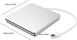 Externe DVD Writer - CD Brander - Bestanden Archiveren - USB 3.0 Snelheid - Ultra Dun - Zilver — thumbnail 5