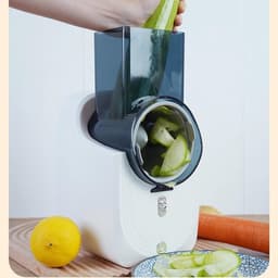 Elektrische Rasp - Keuken Snijmachine - Maaltijdvoorbereiding - 3 Snij Kegels - 14x16x29cm - Wit — thumbnail 2