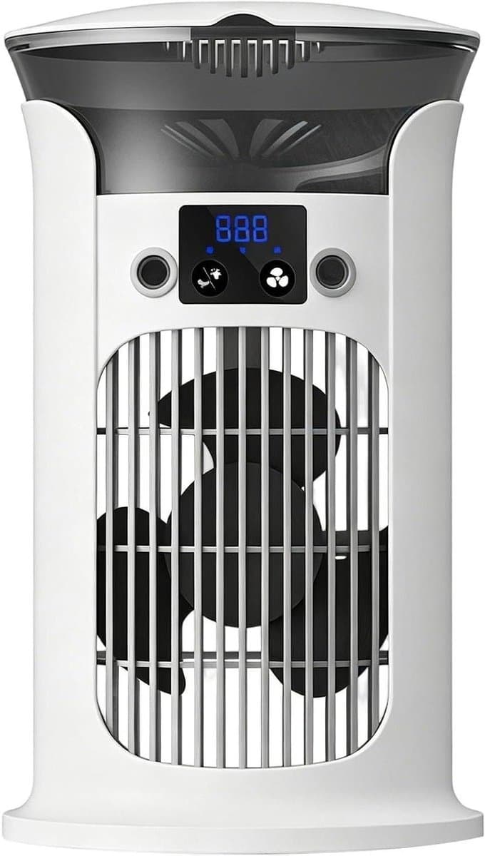 Draagbare Ventilator - Luchtkoeler - Persoonlijke Koeling - Met 7 Kleuren Licht - 16x16x16 cm - Wit — afbeelding 1