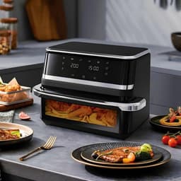 Luchtfriteuse Oven - Digitale Frituurpan - Gezond Koken - Zichtbaar Glazen Venster - 12 Liter Capaciteit - Zwart — thumbnail 3