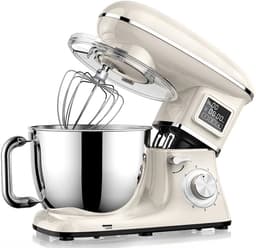 Keukenmachine 1500W - Standmixer 6,5L met LED Display - 6 Snelheden - RVS Mengkom - Wite — thumbnail 1