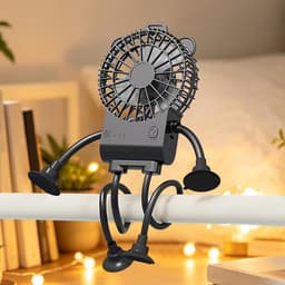 Tafelventilator Robot - Bureauventilator Zuignap - Koelen op Bureau - 3 Snelheden Instelbaar - 16.7W x 5H cm - Zwart — thumbnail 3