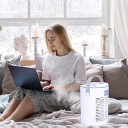 Draagbare 4-in-1 luchtkoeler, mini-verdampingskoeler op USB (met waterreservoir van 500 ml), voorzien van 3 snelheden en 3 vernevelingsstanden, stille bureau-luchtkoeler (met led-nachtlampje), geschikt voor kantoren, slaapkamers en studentenkamers. — thumbnail 4