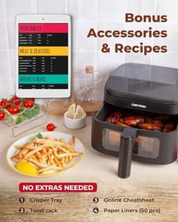 Heteluchtfriteuse - Compacte airfryer - Gezond Frituren - Extreem plat design - 38 Liter - Zwart — thumbnail 4