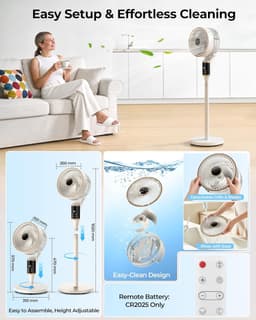 Staande ventilator - Stille ventilator - Ruimte verkoeling - 3D Oscillatie - 12 Snelheden - Gebroken wit — thumbnail 3